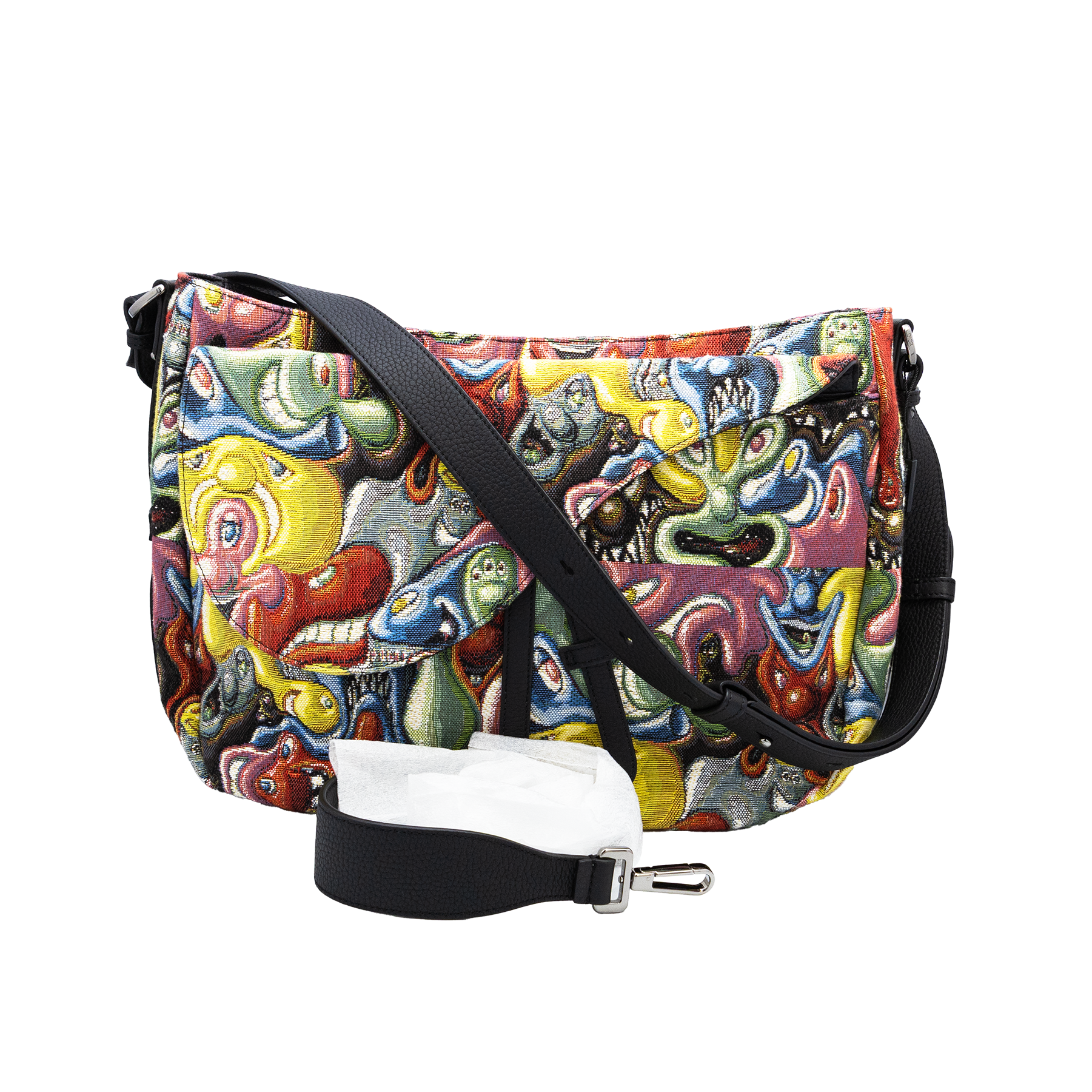 DIOR X KENNY SCHARF Jacquard Printed Soft Saddle Bag My Store