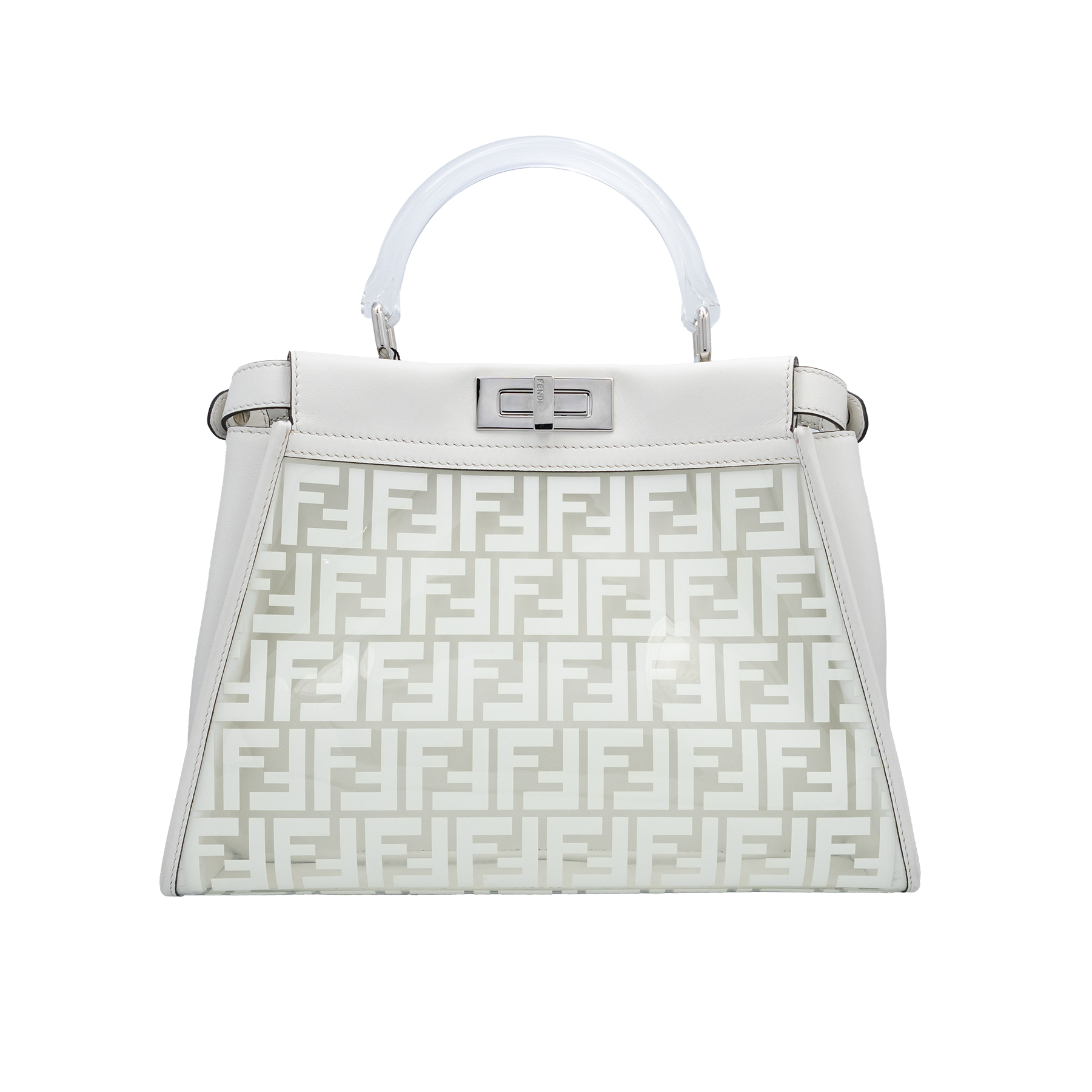 Fendi White Peekaboo FF Zucca Clear PVC Perspex Regular Handle Bag My Store