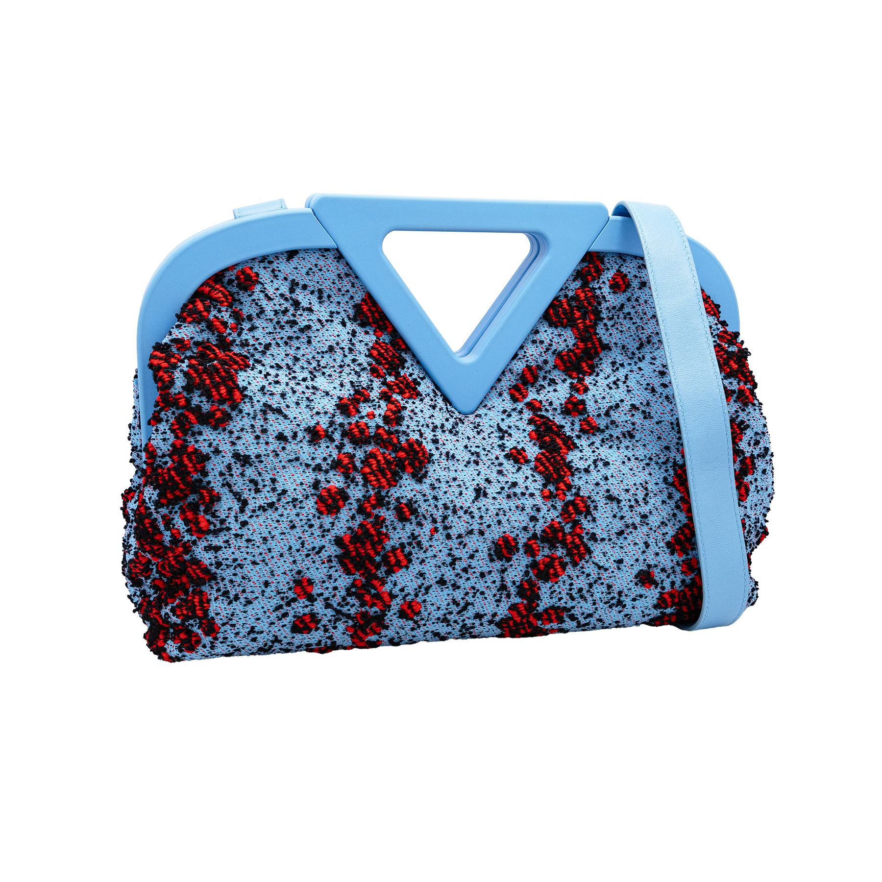 Bottega Veneta Bicolor Textured Fabric Medium The Point Triangle Bag