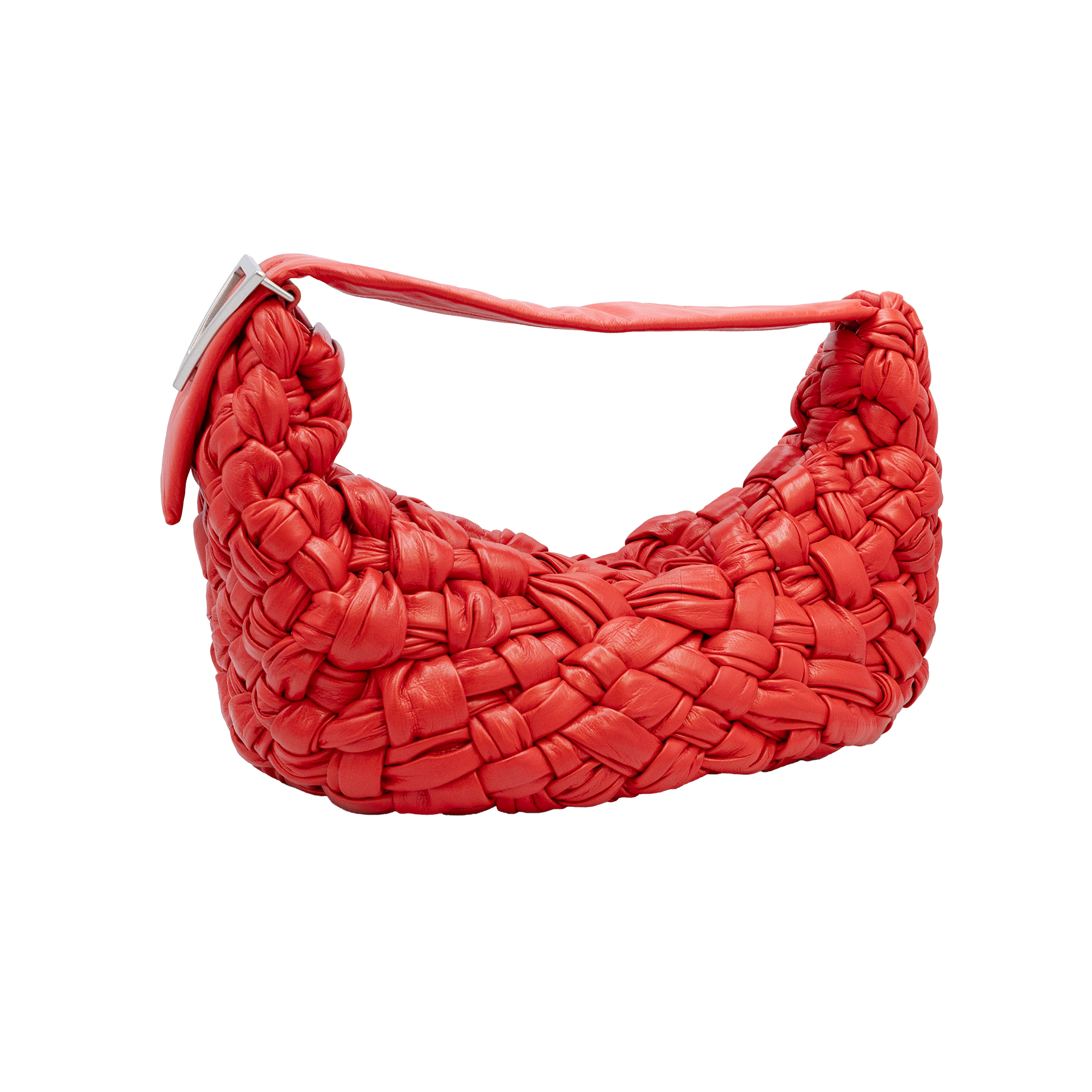 Bottega Veneta Red Nail Polish Intrecciato Banana Shoulder Bag