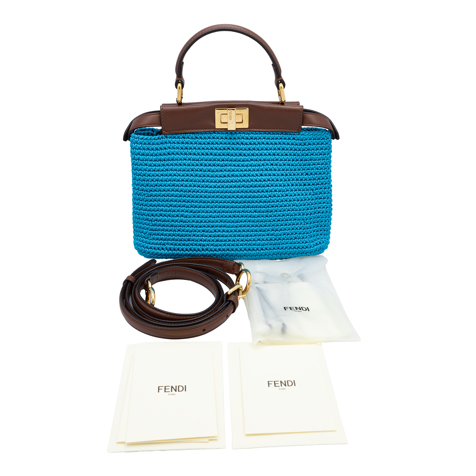 Fendi Peekaboo Cotton Crochet Mini Bag