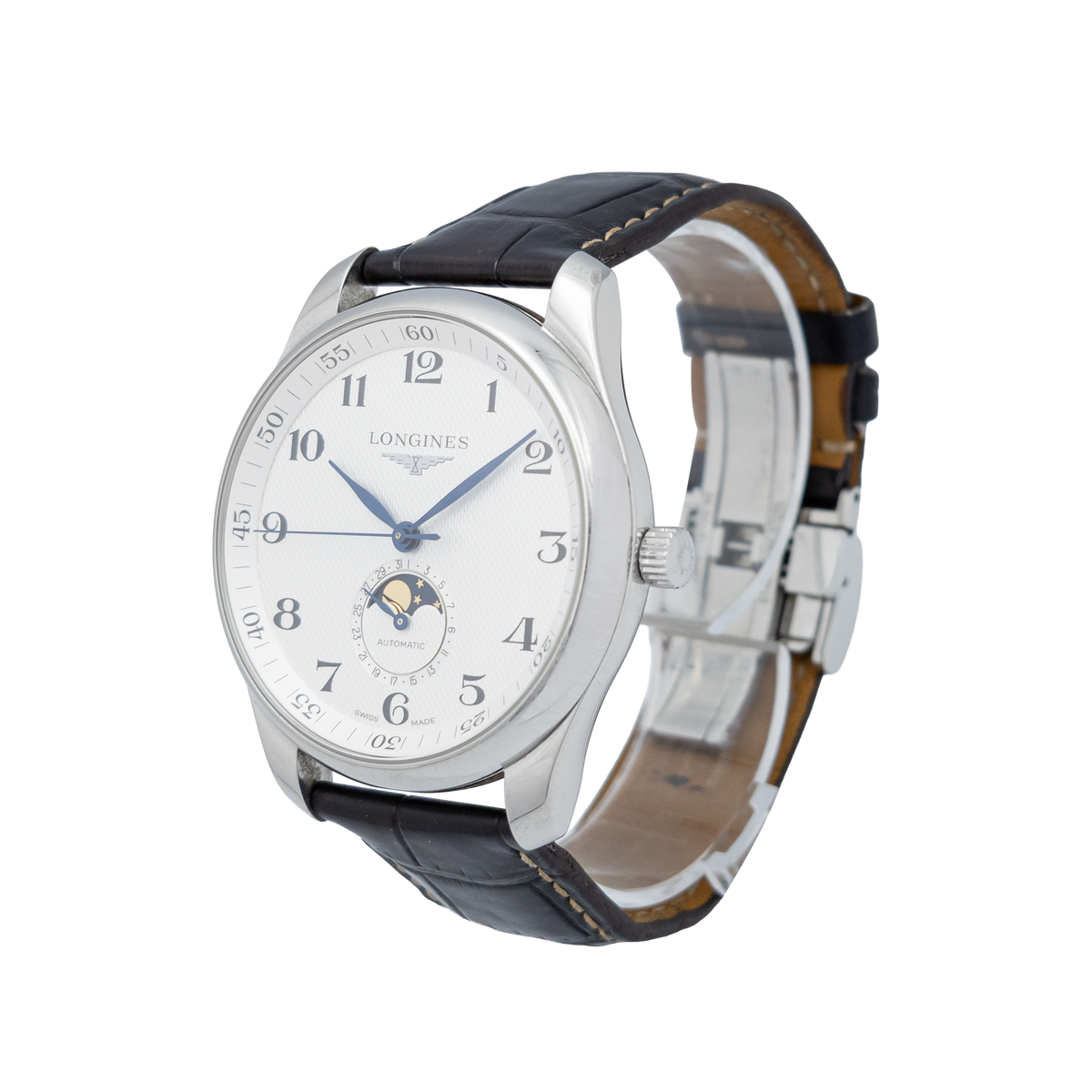 Longines L2.919.4.78.3 42mm Master Collection Moonphase Silver Barleycorn Dial Brown Leather Strap – 2023
