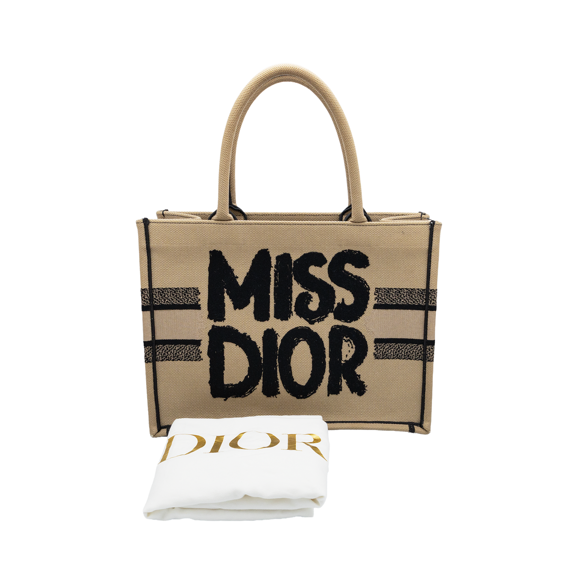 Christian Dior Medium Book Tote Miss Dior Graffiti – Beige & Black
