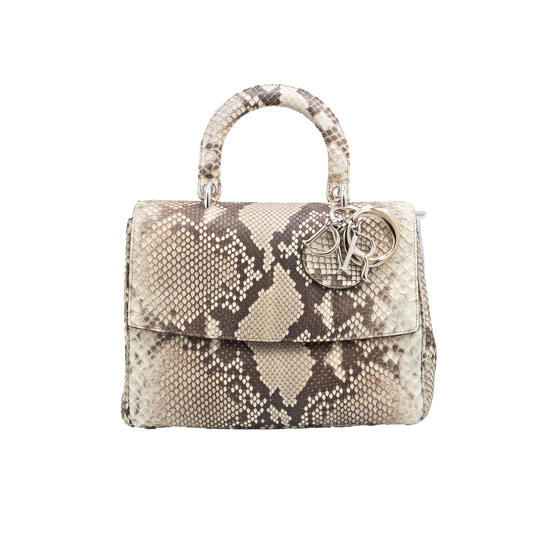 Dior Beige Python Medium Be Dior Flap Top Handle Bag