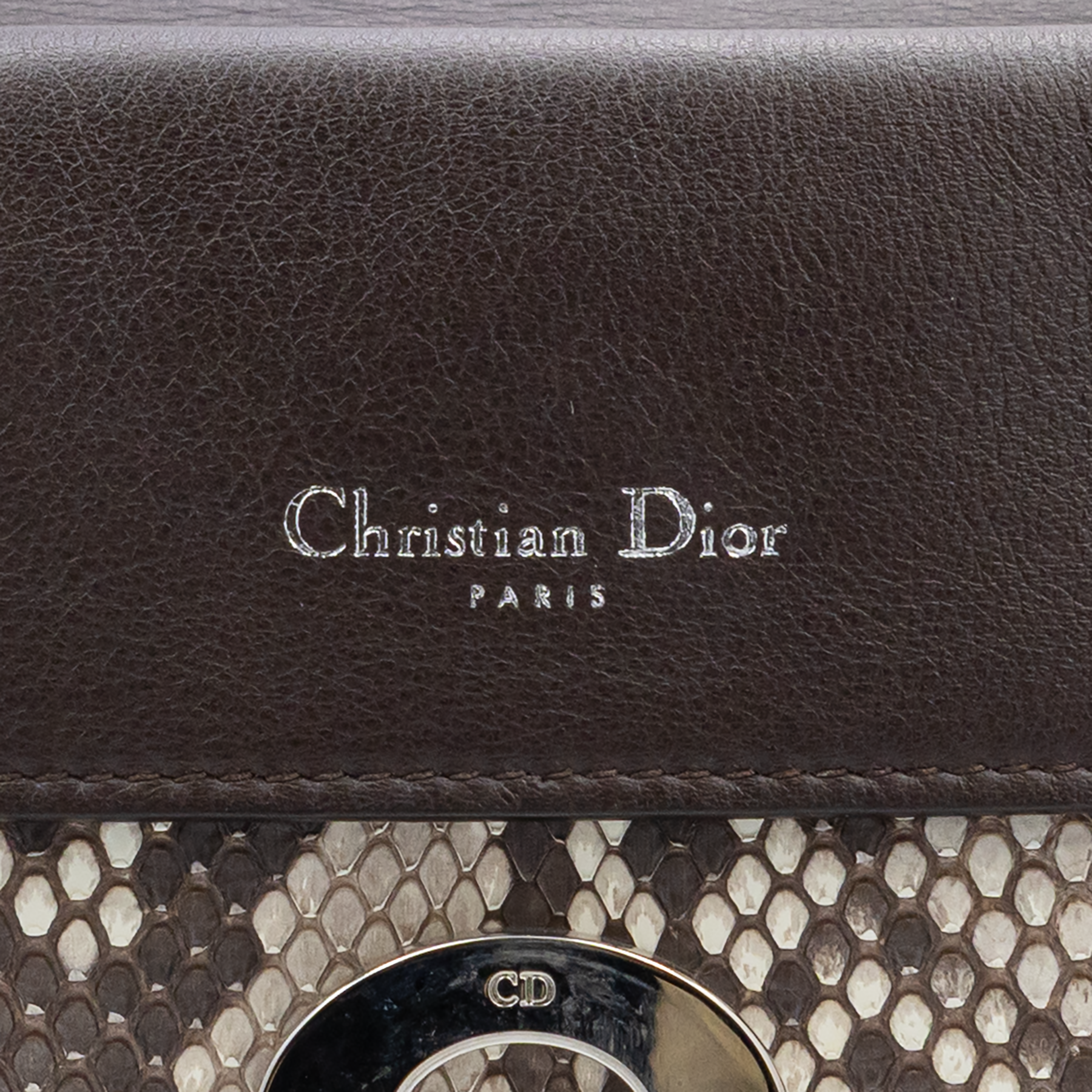 Dior Beige Python Medium Be Dior Flap Top Handle Bag