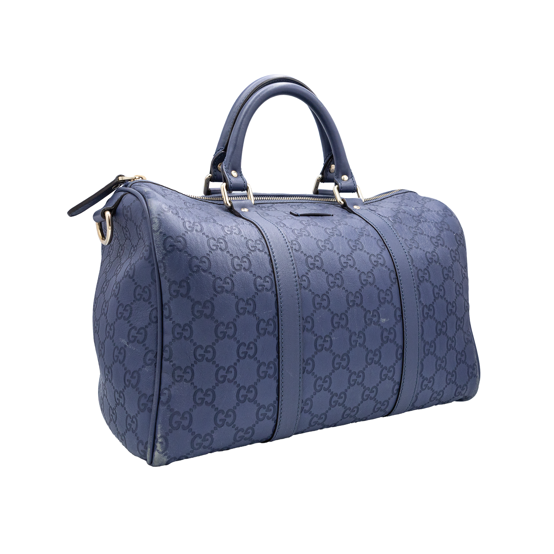 Gucci Navy Blue Guccissima Leather Medium Joy Boston Bag