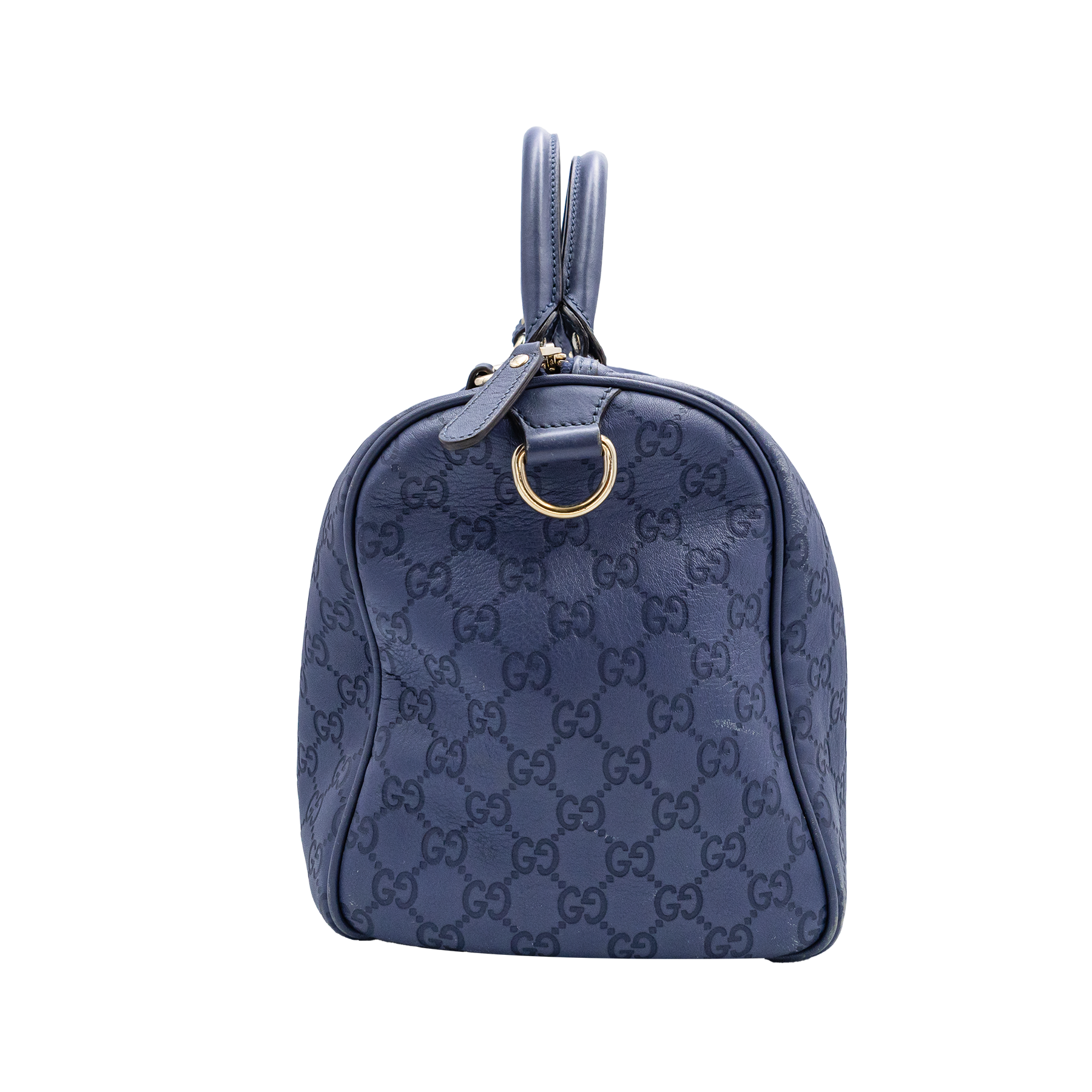 Gucci Navy Blue Guccissima Leather Medium Joy Boston Bag