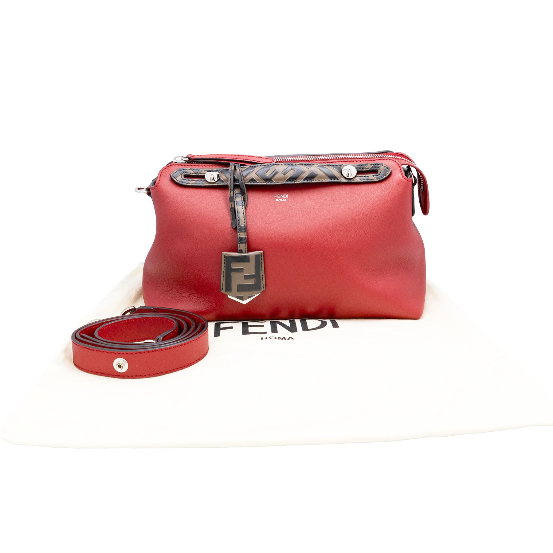 Fendi Medium By the Way Leather shoulder Bag in red