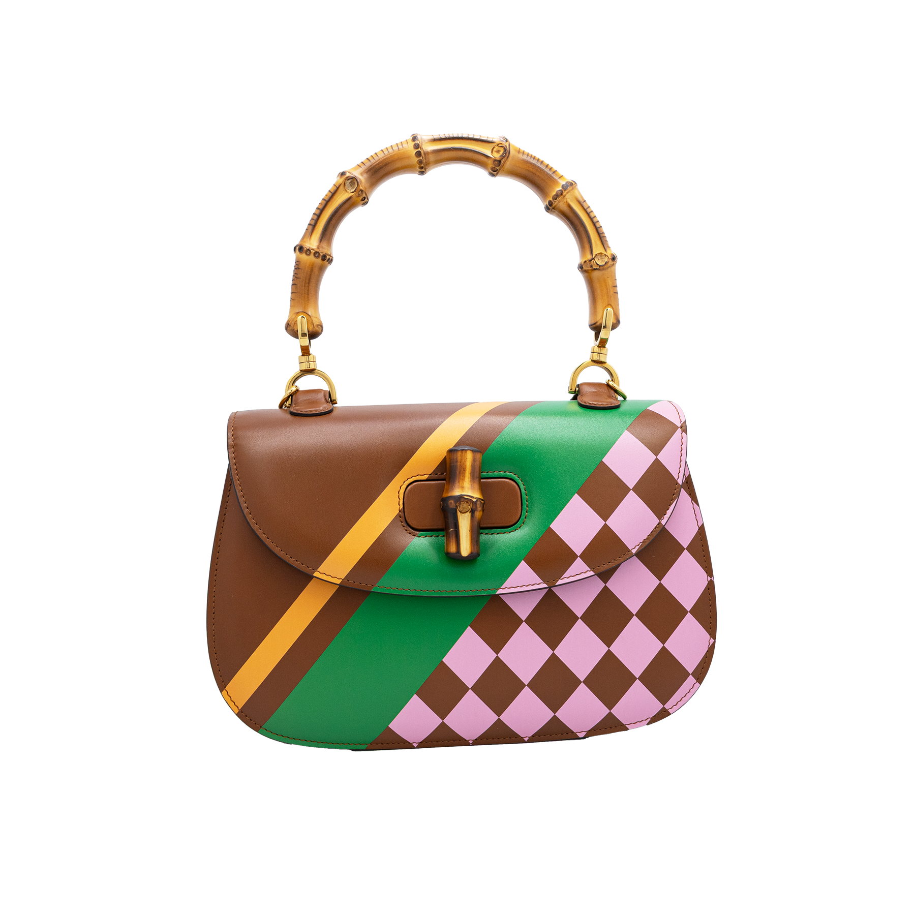 Gucci Bamboo 1947 Limited Edition Geometric Print Leather Medium Top Handle Bag My Store