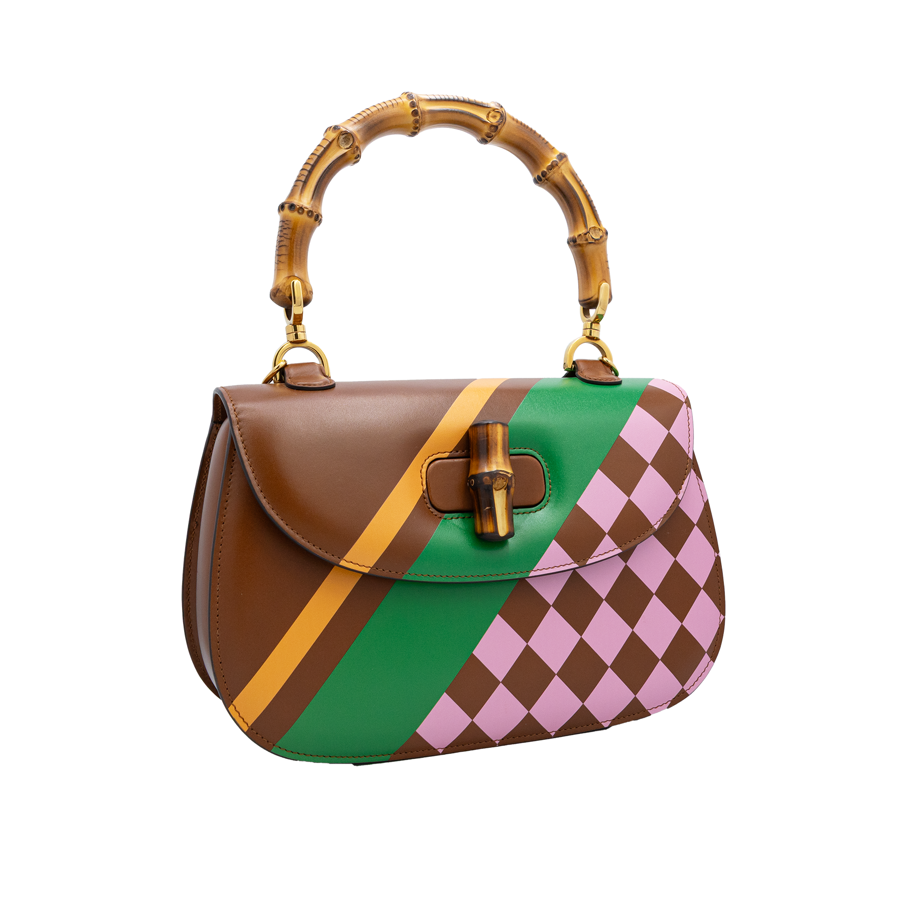 Gucci Bamboo 1947 Limited Edition Geometric Print Leather Medium Top Handle Bag My Store
