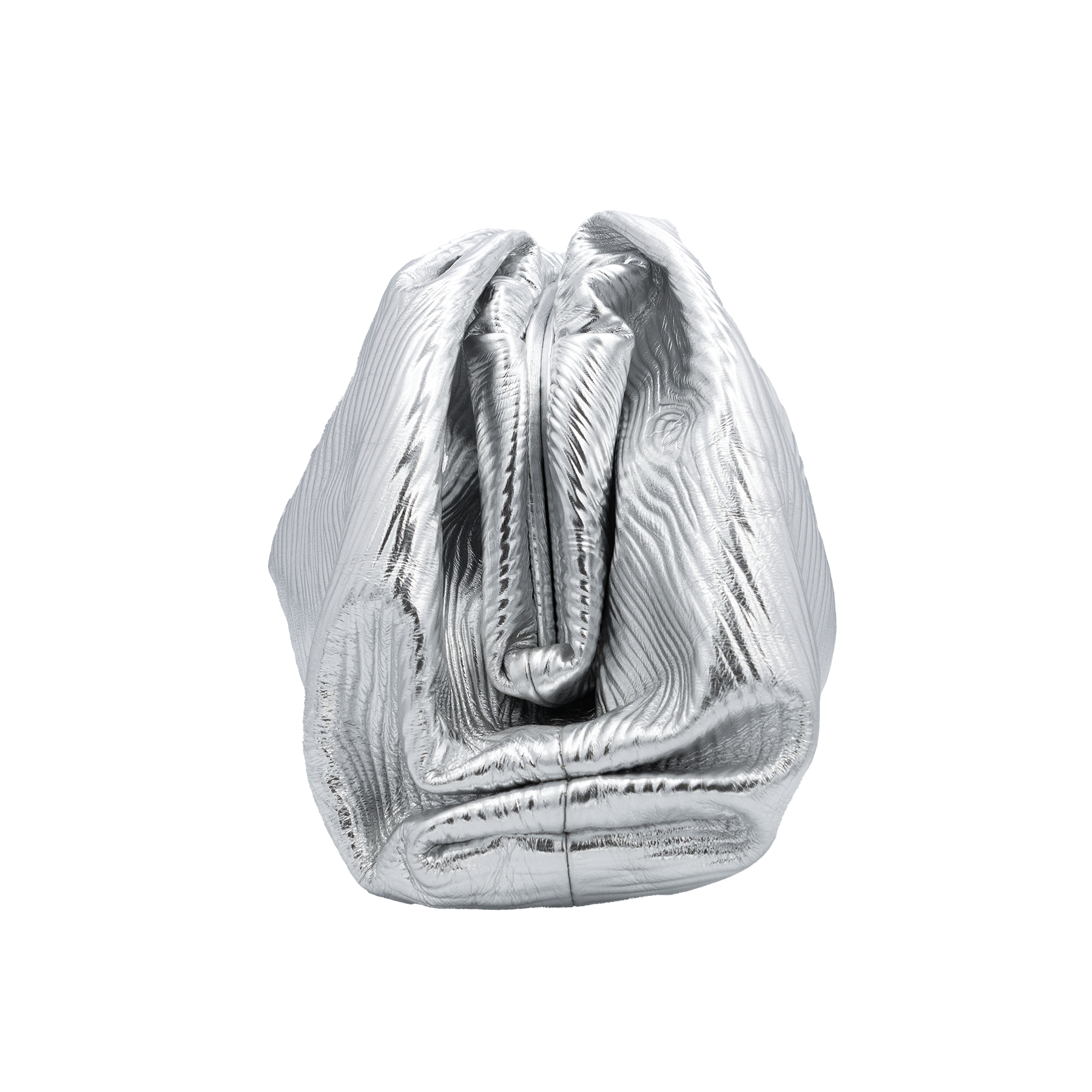 Bottega Veneta - SILVER METALLIC LEATHER THE POUCH CLUTCH SILVERY My Store