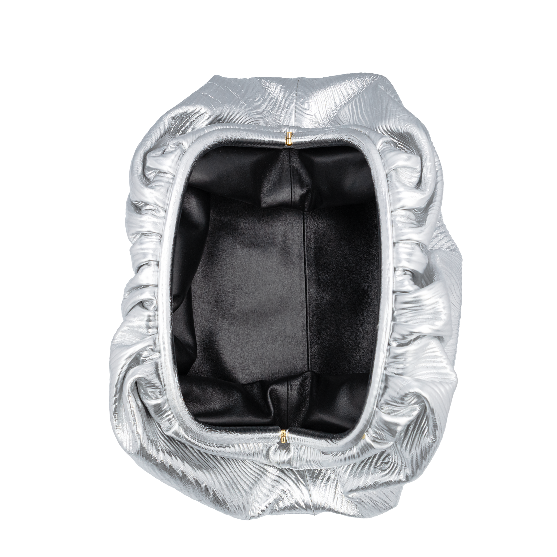 Bottega Veneta - SILVER METALLIC LEATHER THE POUCH CLUTCH SILVERY My Store