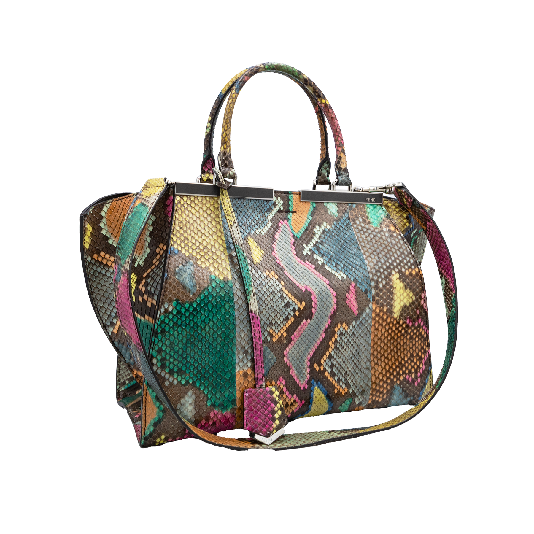 FENDI 3JOURS SMALL MULTICOLOR PYTHON AND LEATHER TOTE BAG 8BH879 5QF 168 0501 My Store