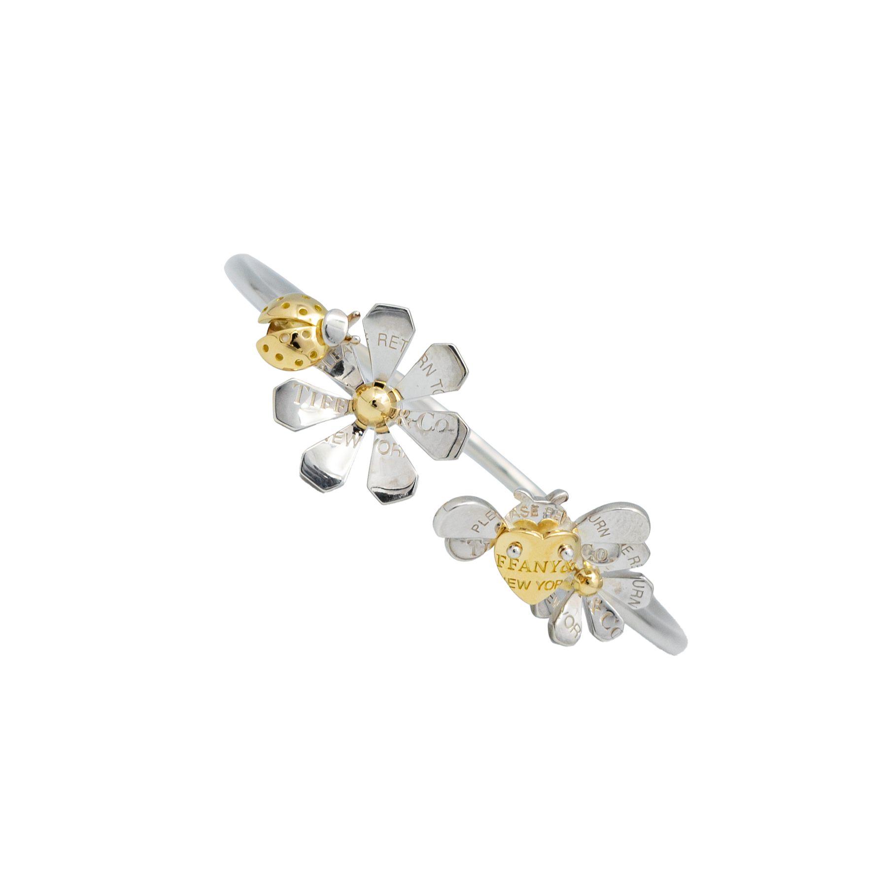 Tiffany & Co. - Return to Tiffany Love Bugs ladybug flower bangle in sterling silver and 18k gold