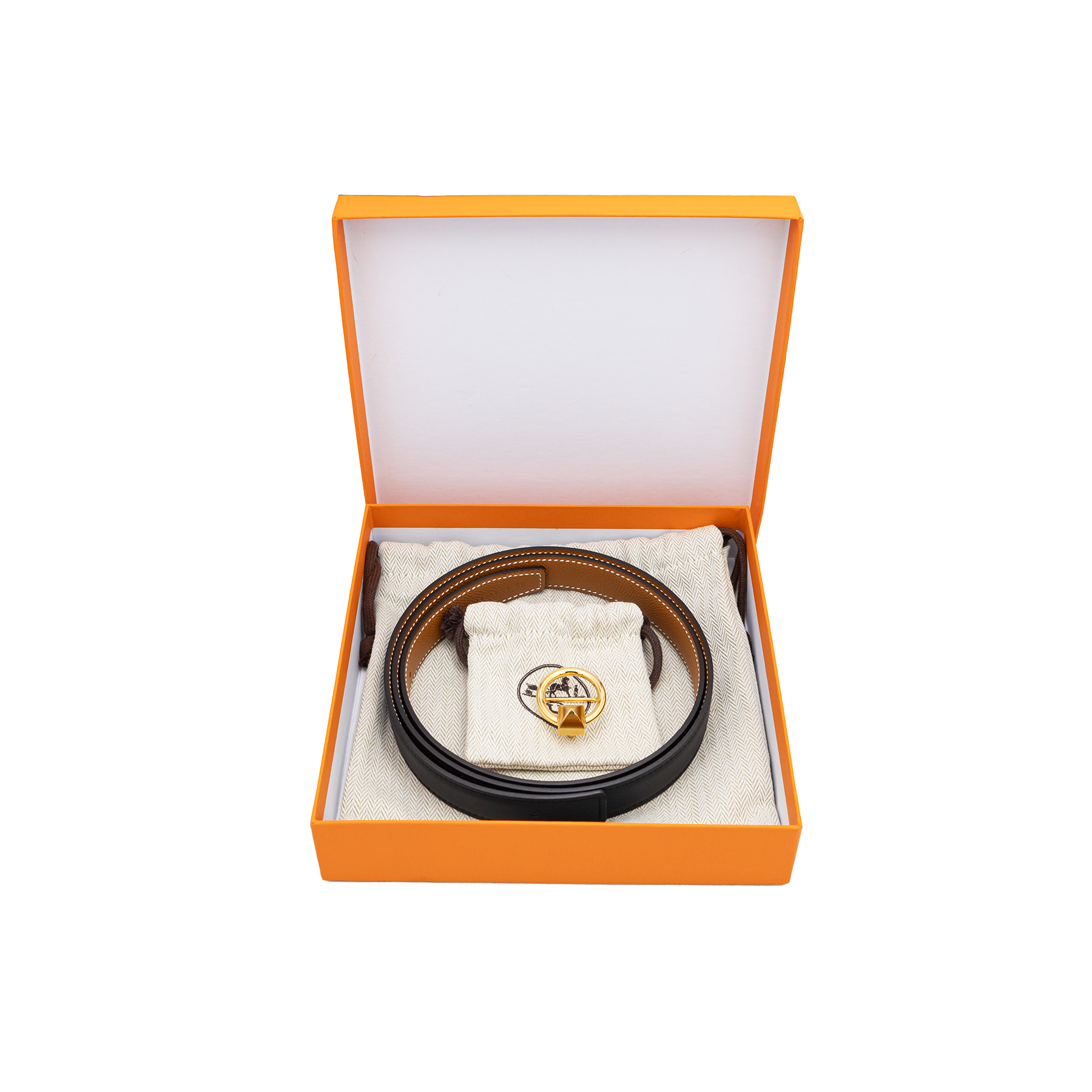 Hermes Reversible Slim Belt with Gold Buckle