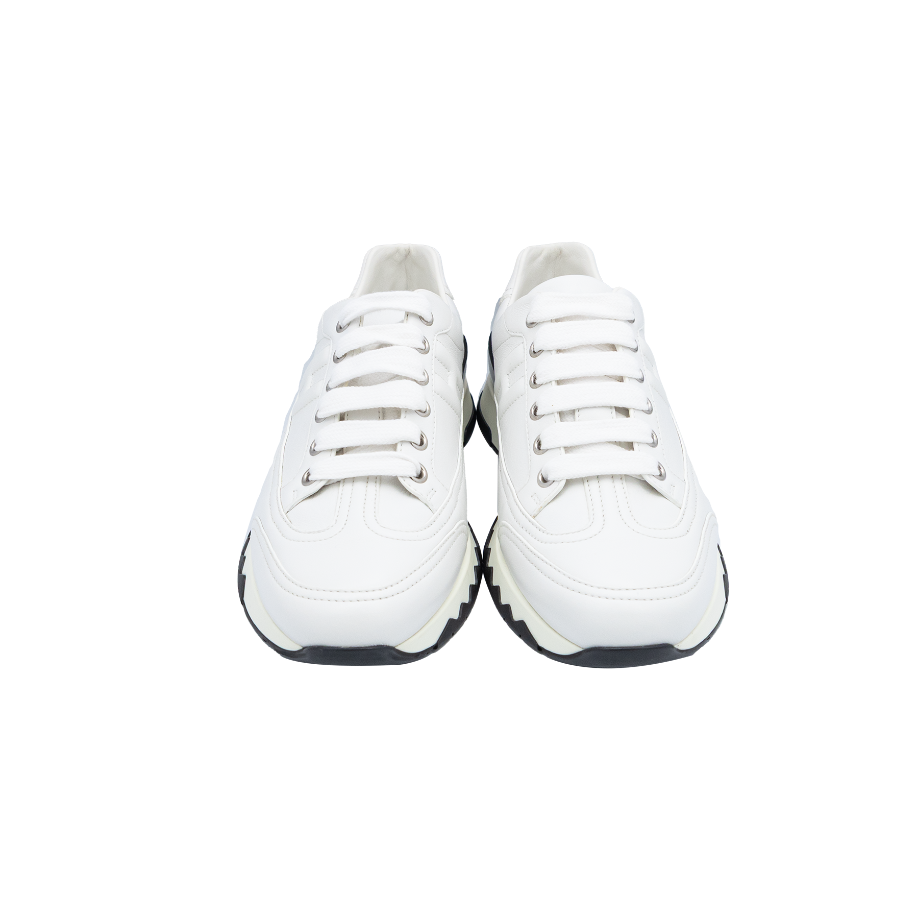 Hermes White Leather Quicker Low Top Sneakers Size 36