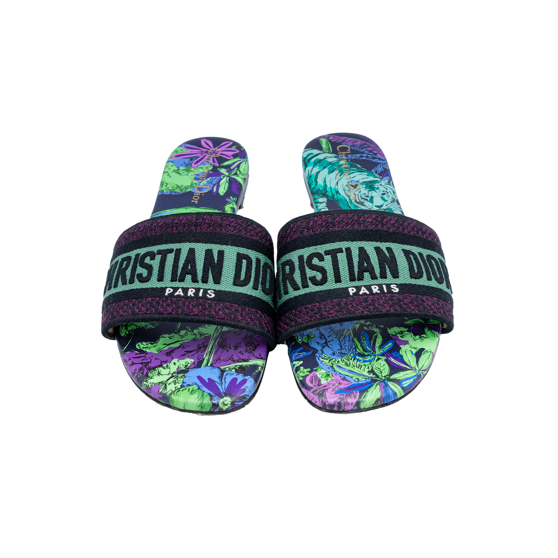 Dior Multicolor Canvas Dway Slide Sandals 38cm