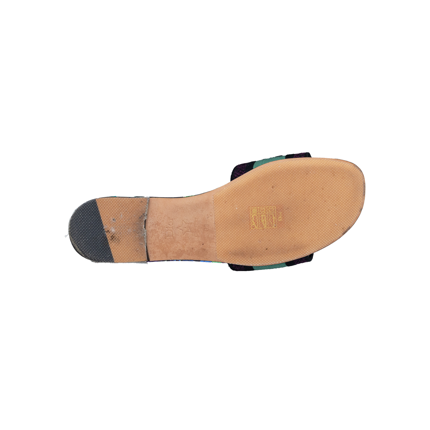 Dior Multicolor Canvas Dway Slide Sandals 38cm