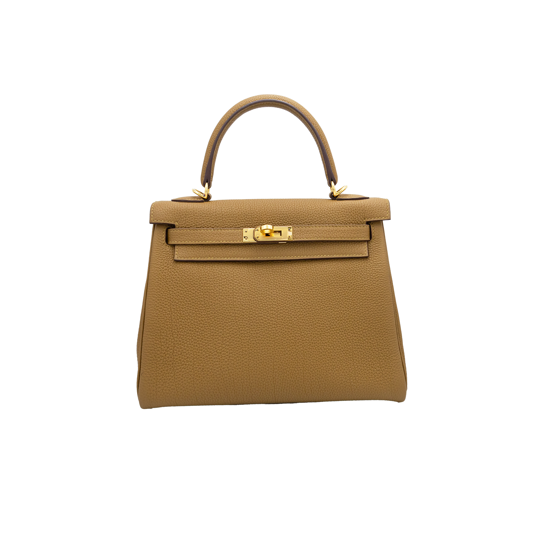 Hermes Kelly 25 Retourne in Bronze Dore Togo Leather with Gold Hardware - 2022 As New