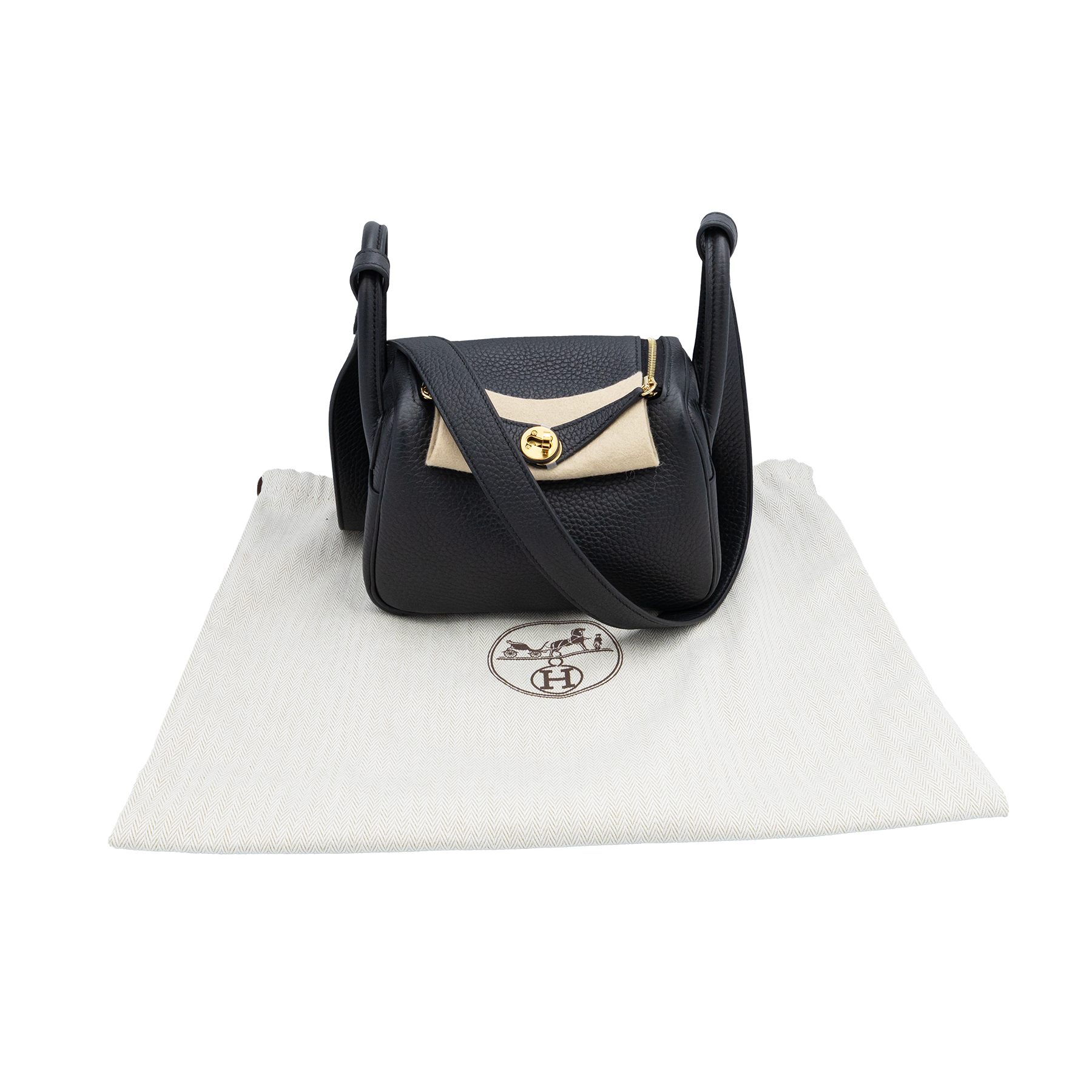 Hermes Lindy Mini II Taurillon Clemence 89 Noir - 2025 As New