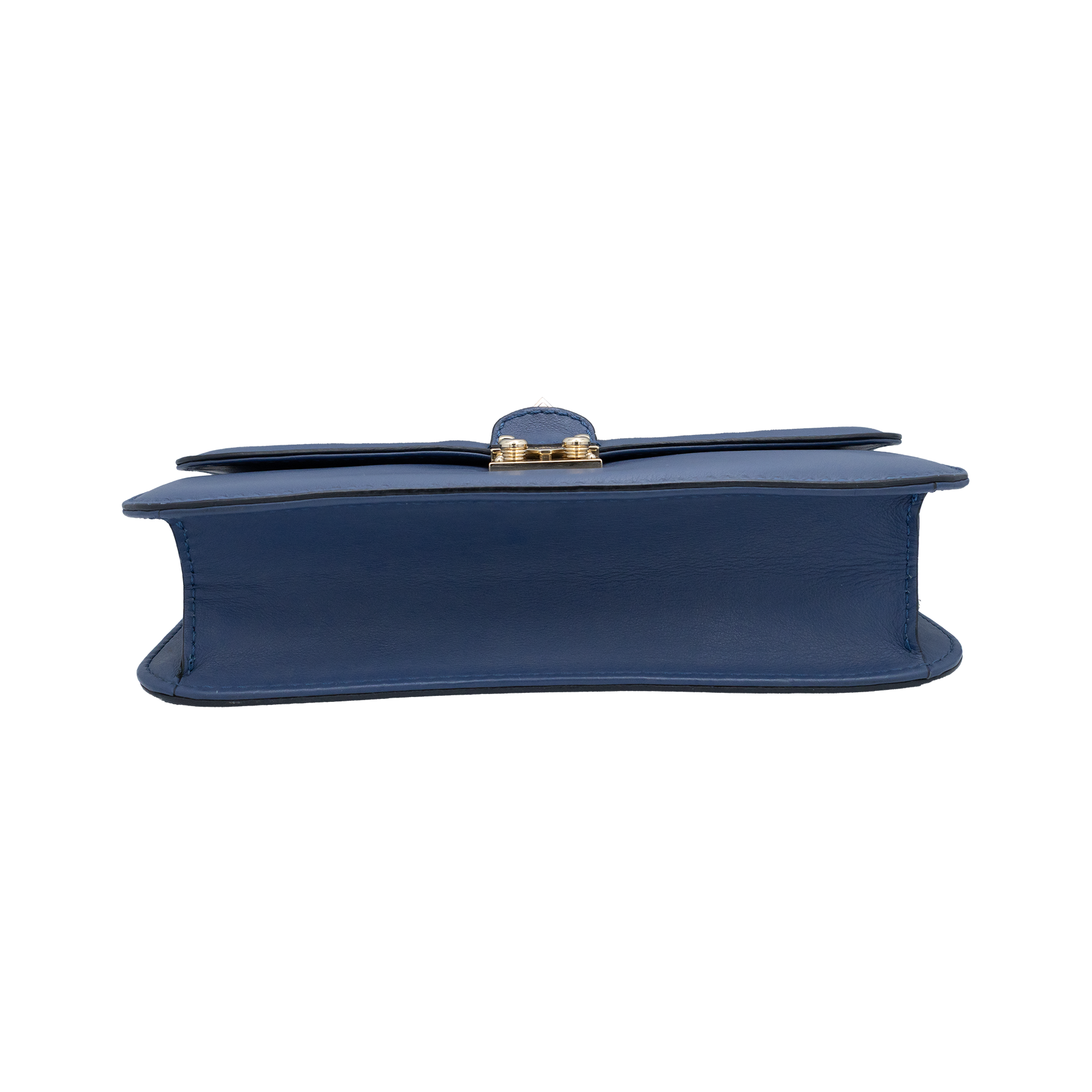 Valentino Blue Leather Medium Rockstud Glam Lock Flap Bag