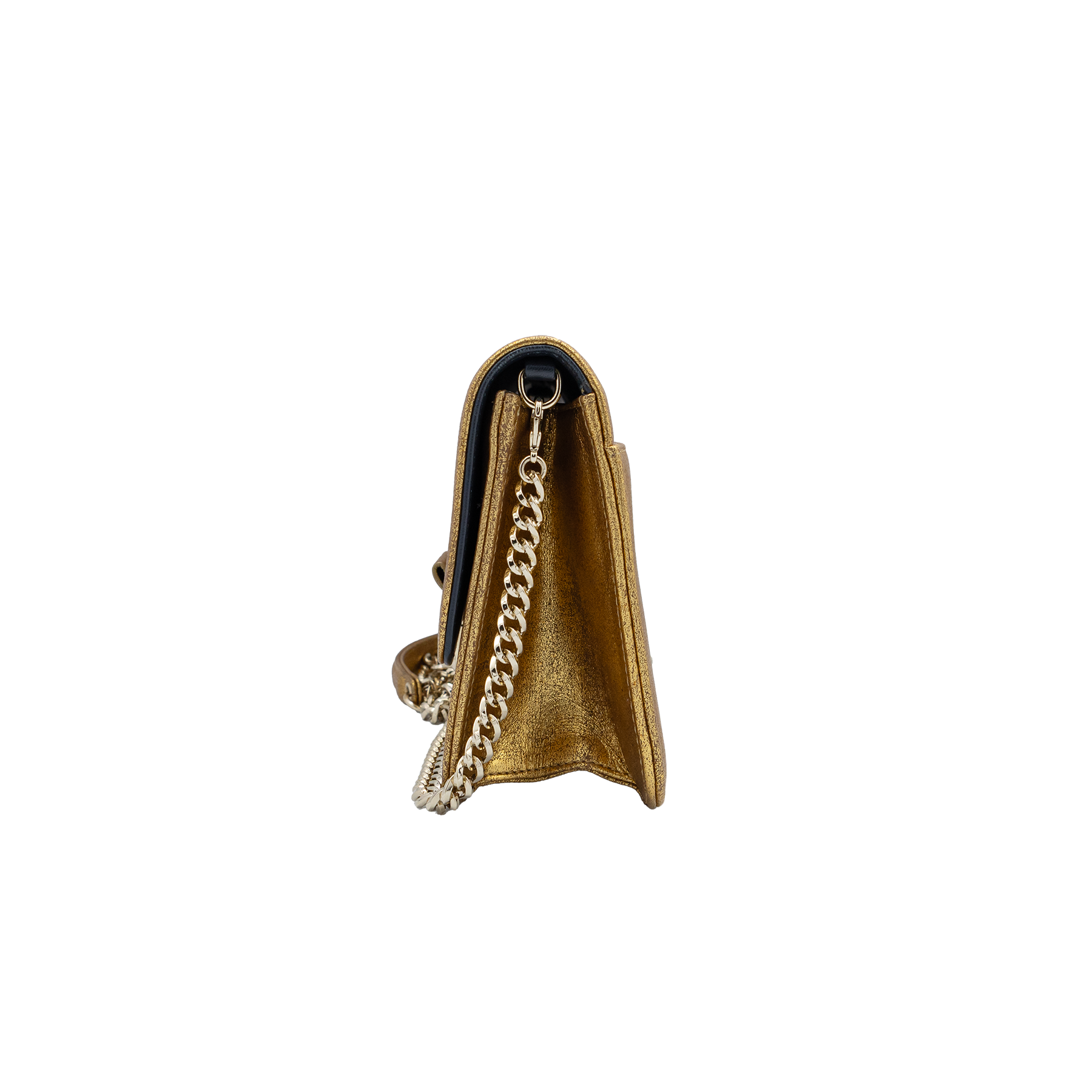 Dior Metallic Gold Crinkled Leather Miss Flap Shoulder Bag