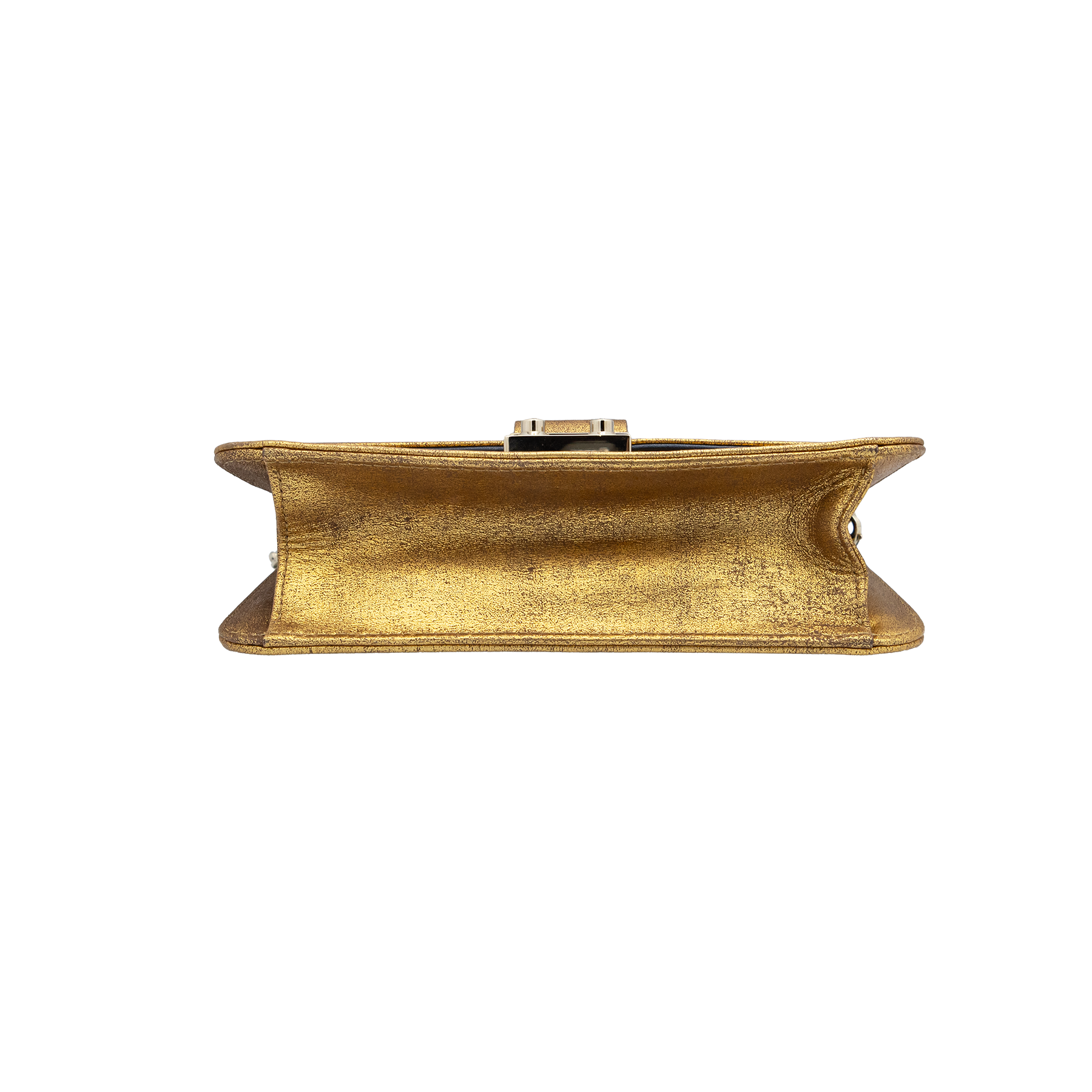 Dior Metallic Gold Crinkled Leather Miss Flap Shoulder Bag