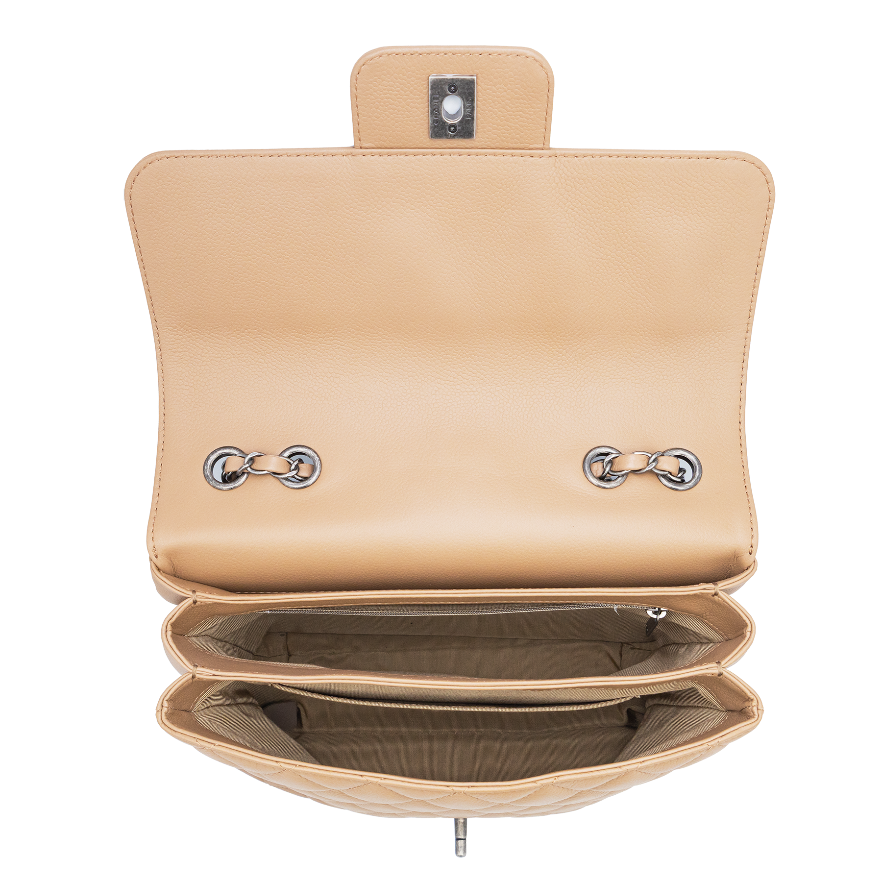 Chanel Taupe Grained Calfskin Quilted All About Flap Bag