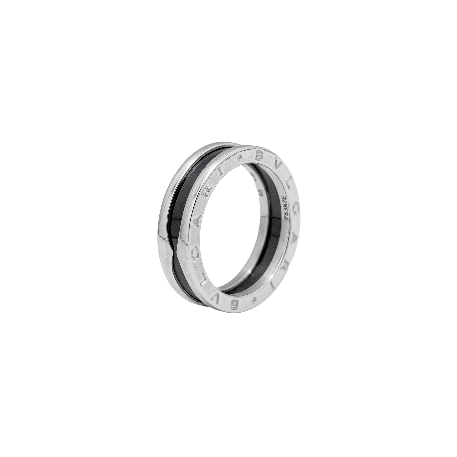 Bvlgari B.Zero1 Save The Children Sterling Silver Ring With Black Ceramic Inlay - Size 63