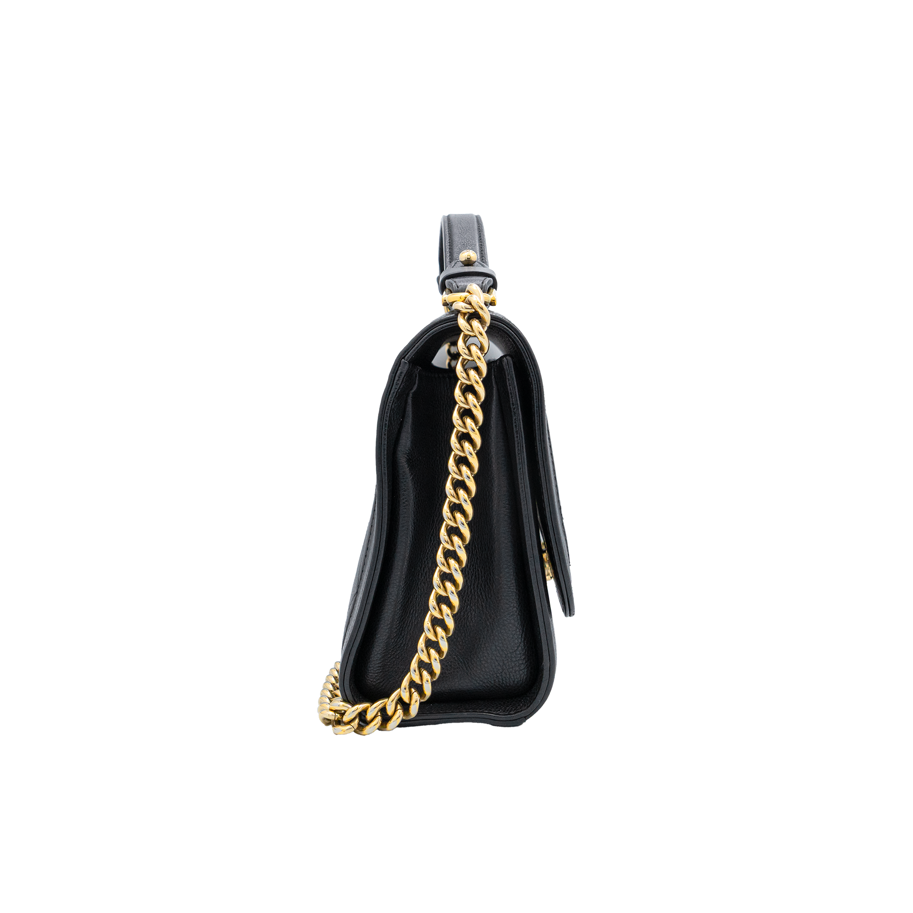 Chanel Black Quilted Leather Label Click