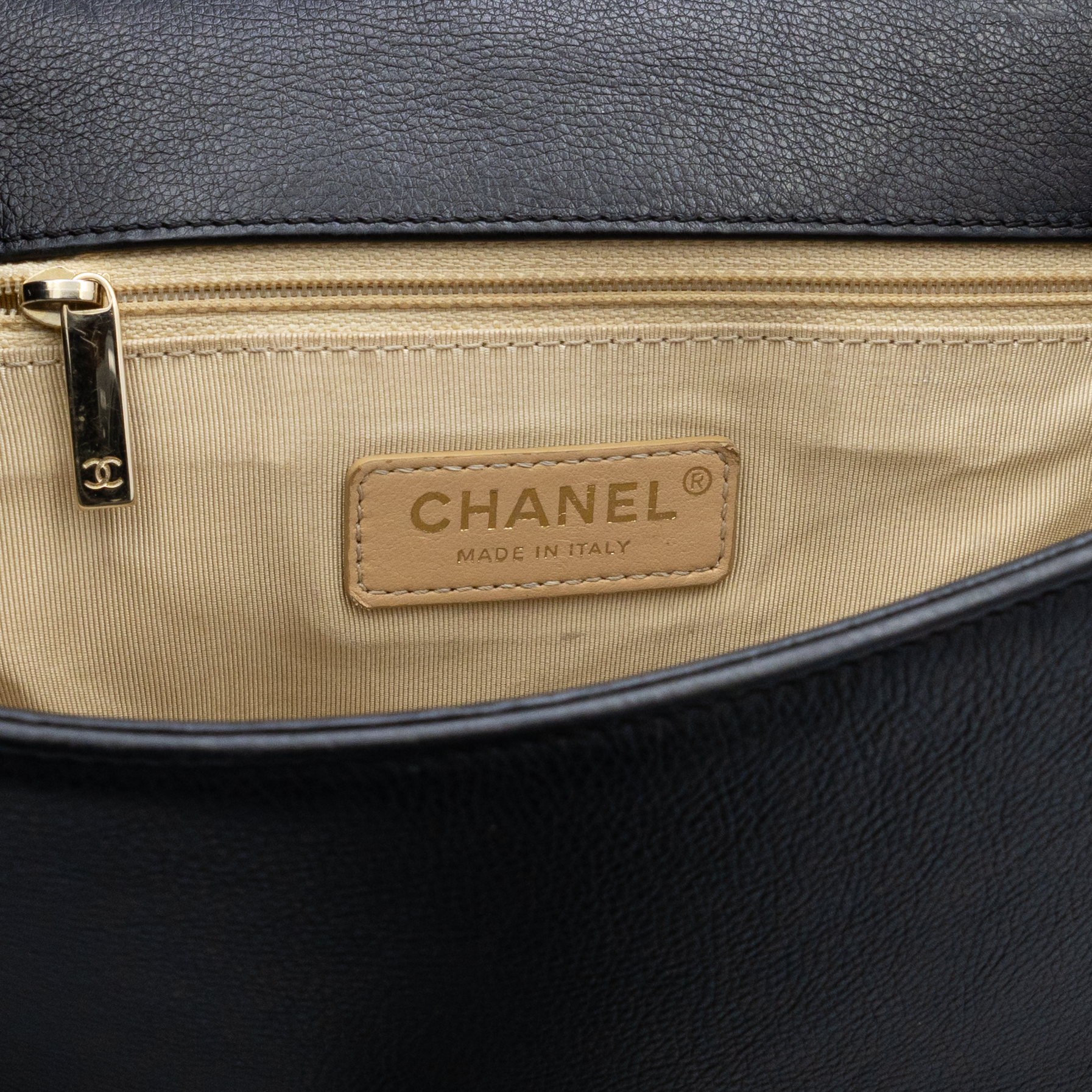 Chanel Black Quilted Leather Label Click