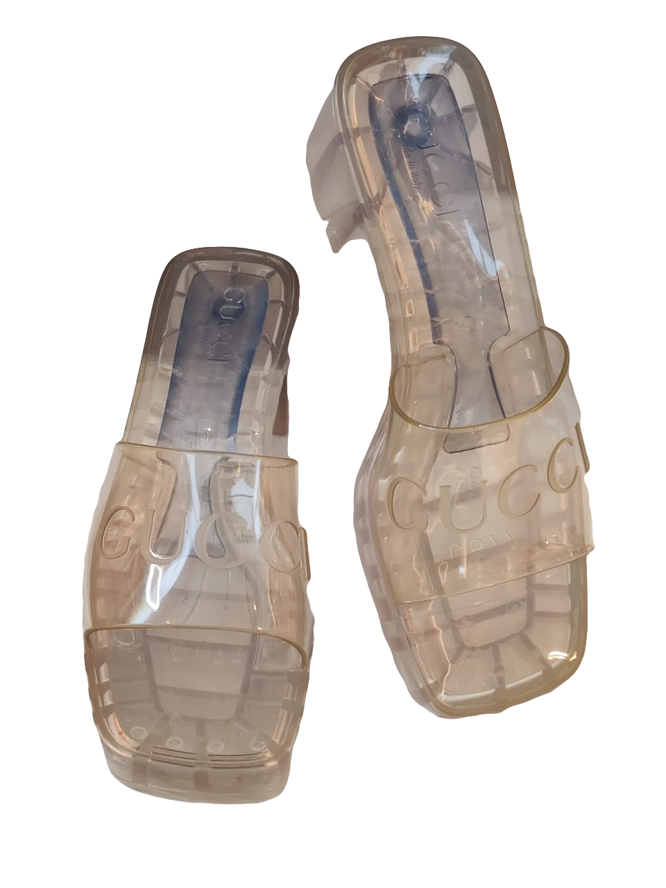 GUCCI TRANSPARENT RUBBER SLIPN ON HEELES SANDALS 36 My Store