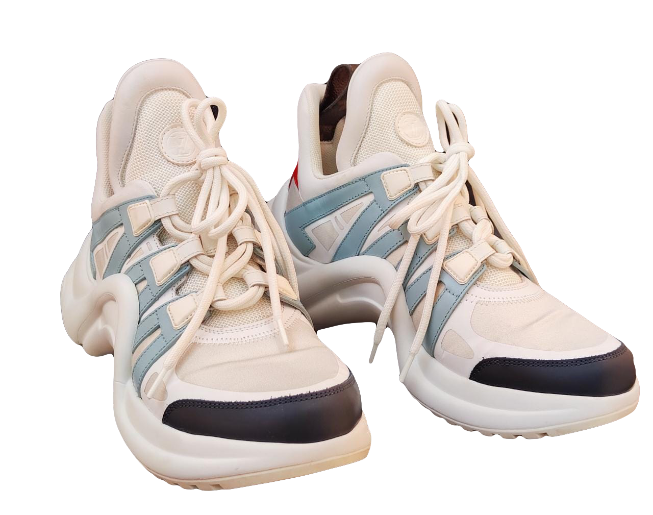 LOUIS VUITTON MULTICOLOR NYLON AND LEATHER ARCHLIGHT LOW TOP SNEAKERS GO 0128 37.5 My Store