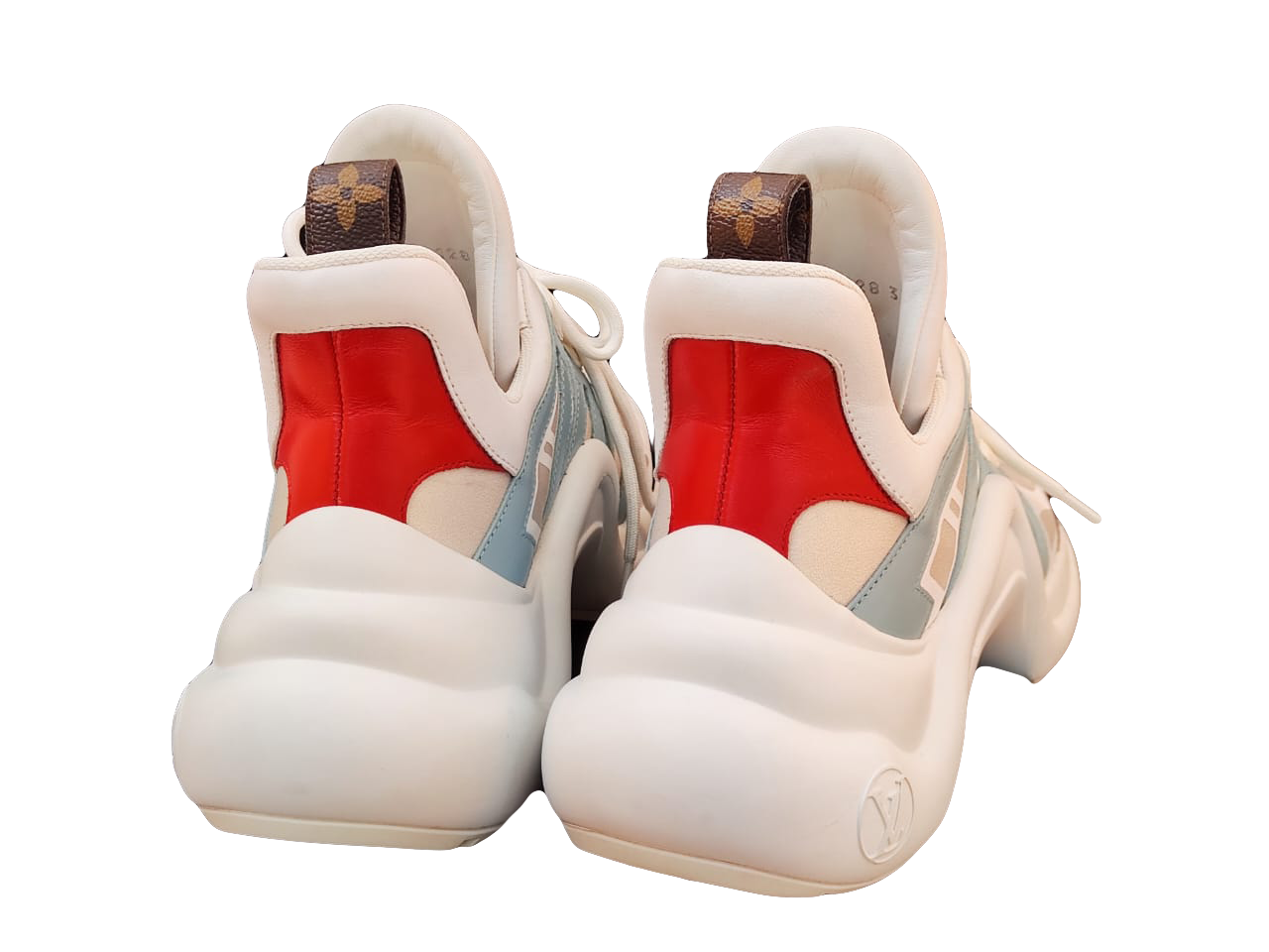 LOUIS VUITTON MULTICOLOR NYLON AND LEATHER ARCHLIGHT LOW TOP SNEAKERS GO 0128 37.5 My Store