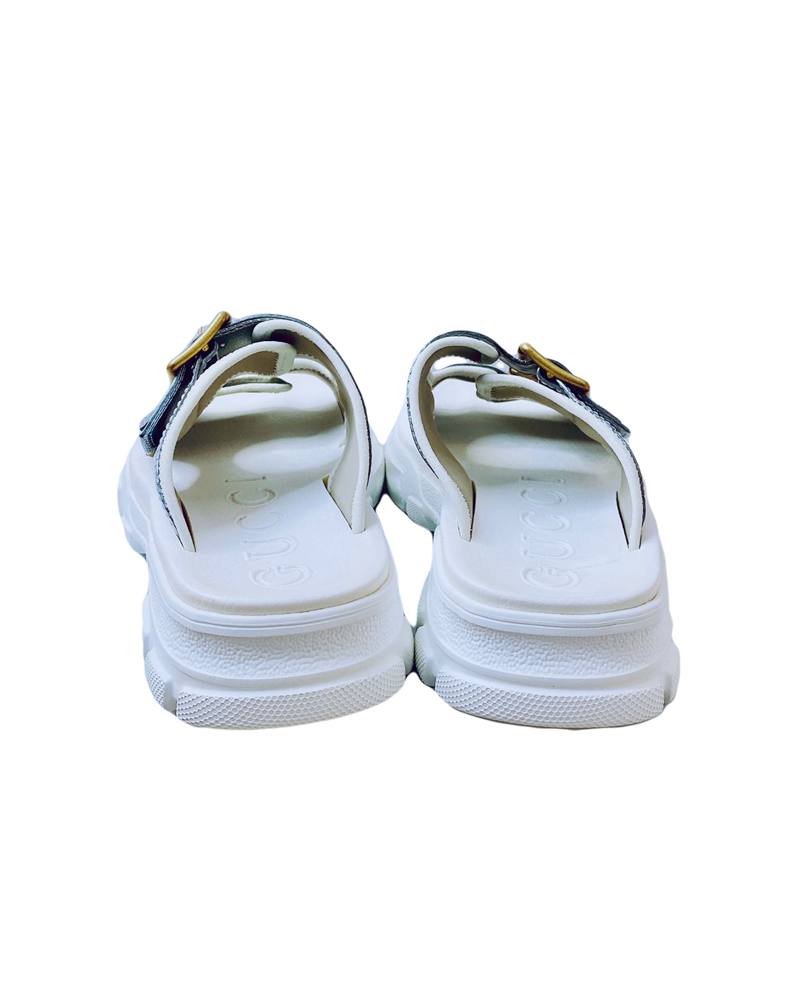 GUCCI WHITE SILVER METALLIC LEATHER PLATFORM SLIDES 36 My Store