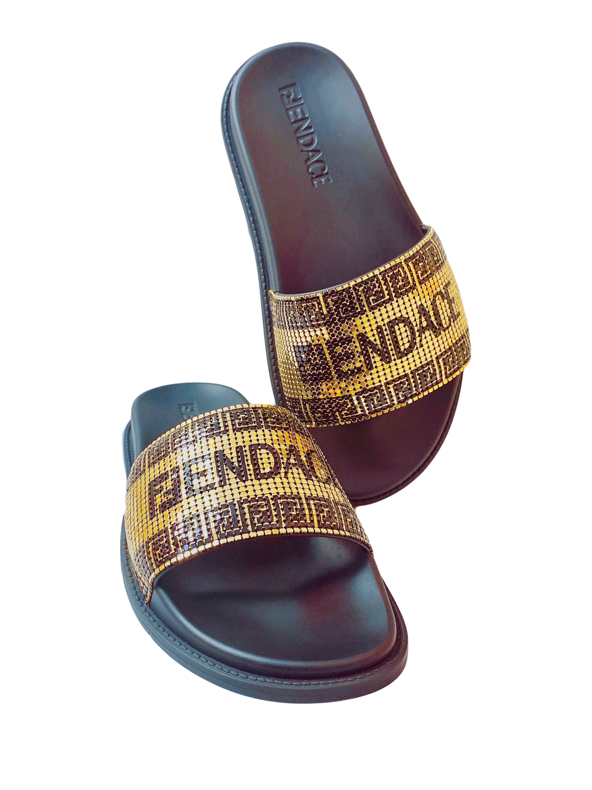 FENDI X VERSACE BLACK GOLD FENDACE SLIDE 37 My Store
