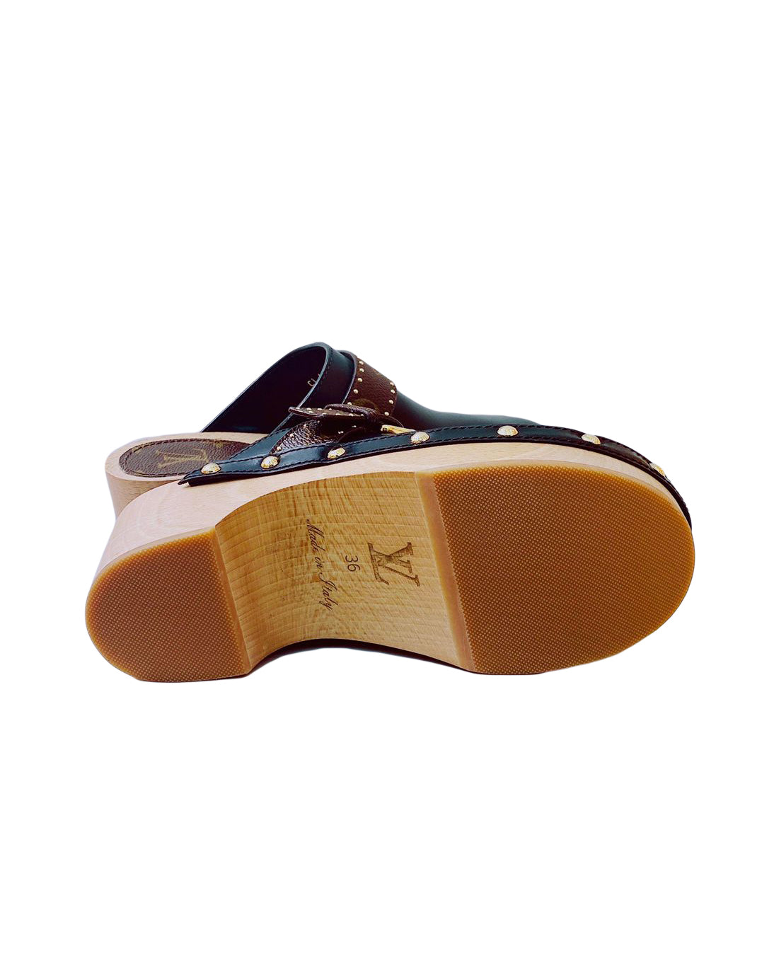 LOUIS VUITTON BLACK MONOGRAM COTTAGE CLOG MULE CL1200 SIZE 36 My Store