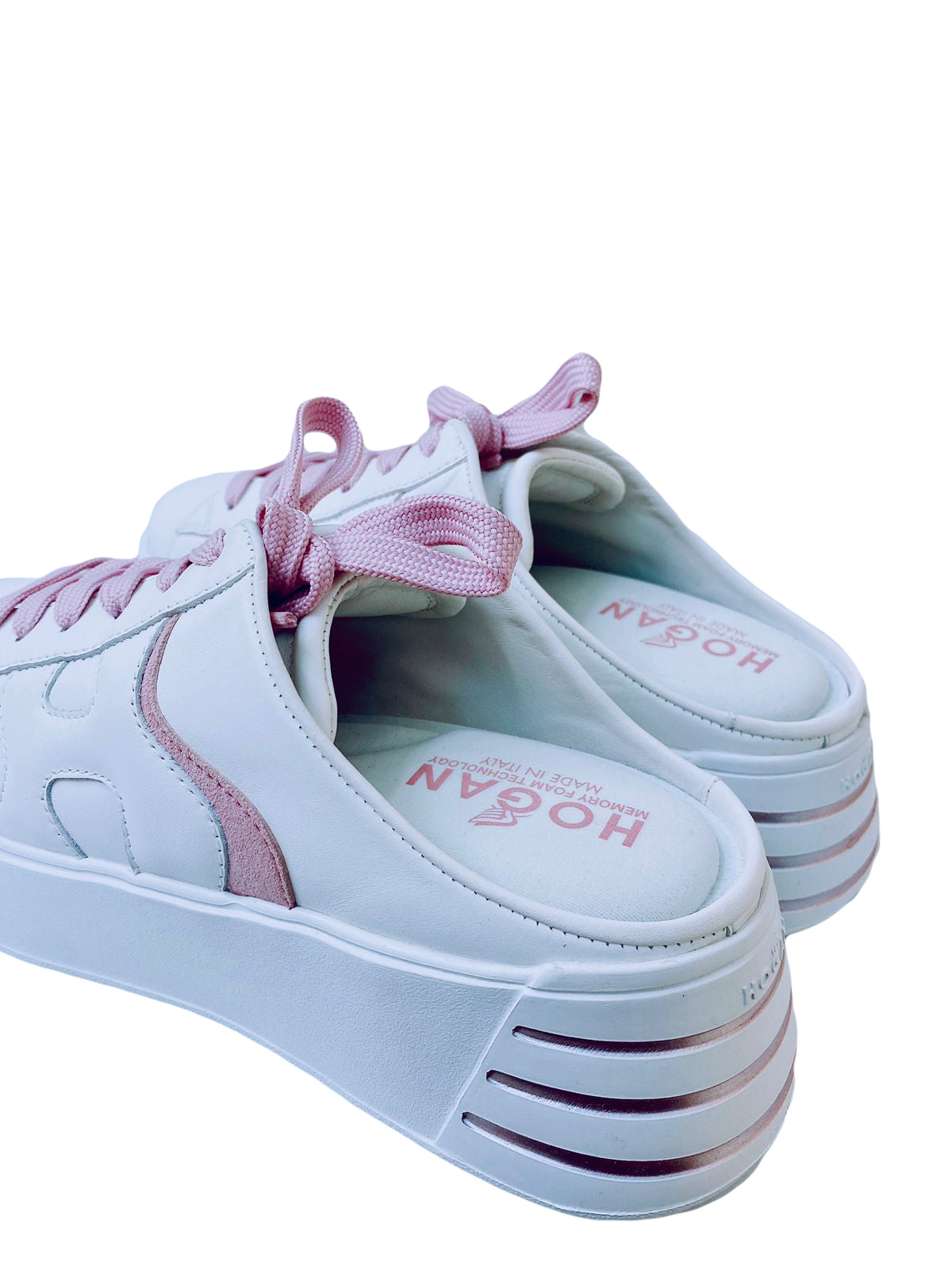 HOGAN WHITE PINK LACE PANELLED SLIP ON SNEAKERS 36.5 My Store