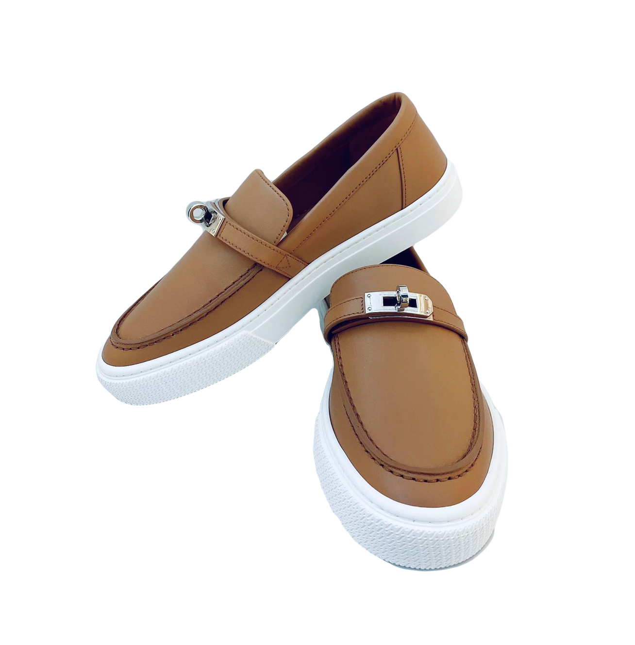 HERMES NATURAL LEATHER GAME SLIP-ON SNEAKERS 36.5 My Store