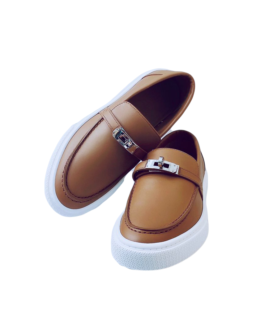 HERMES NATURAL LEATHER GAME SLIP-ON SNEAKERS 36.5 My Store