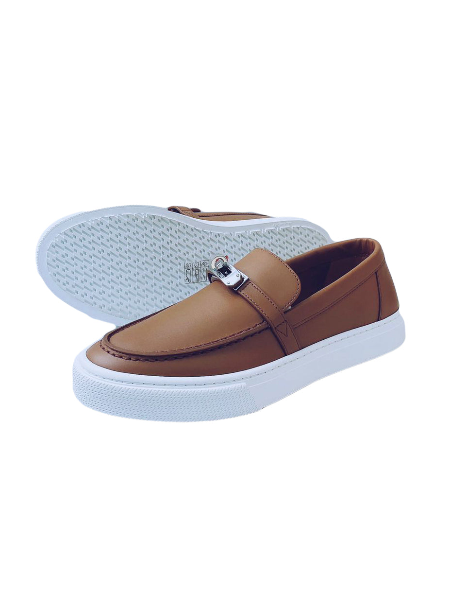 HERMES NATURAL LEATHER GAME SLIP-ON SNEAKERS 36.5 My Store
