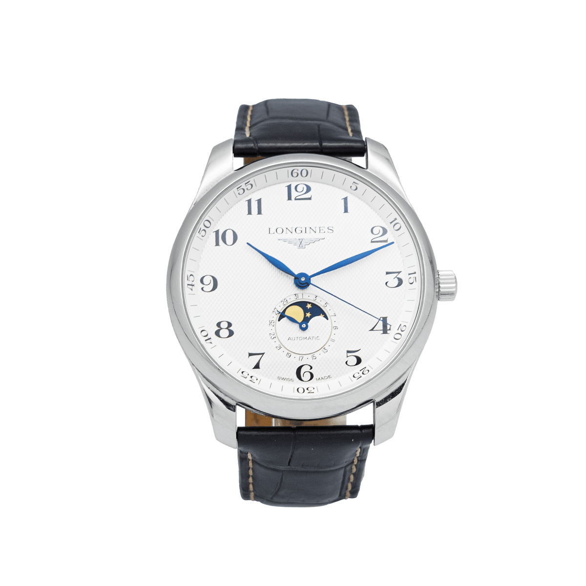 Longines L2.919.4.78.3 42mm Master Collection Moonphase Silver Barleycorn Dial Brown Leather Strap – 2023