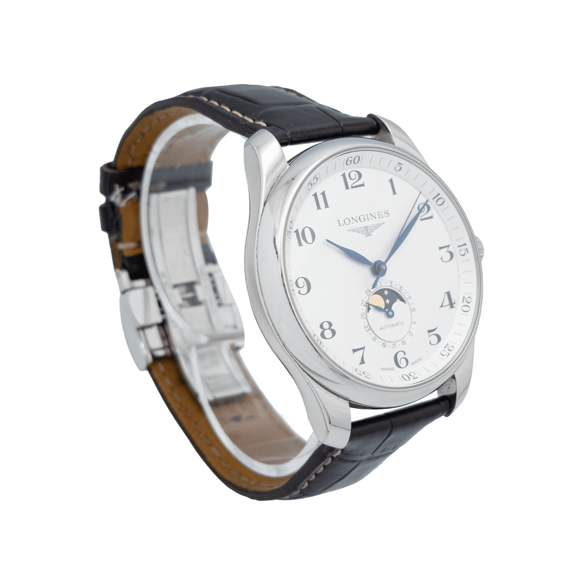 Longines L2.919.4.78.3 42mm Master Collection Moonphase Silver Barleycorn Dial Brown Leather Strap – 2023
