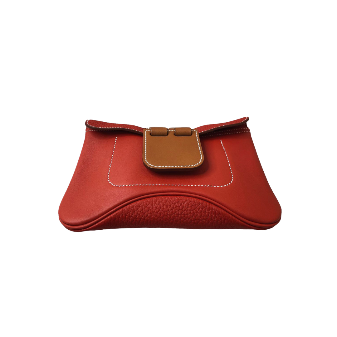 Hermes - RED POPPY CLEMENCE AND SWIFT LEATHER CLUTCH