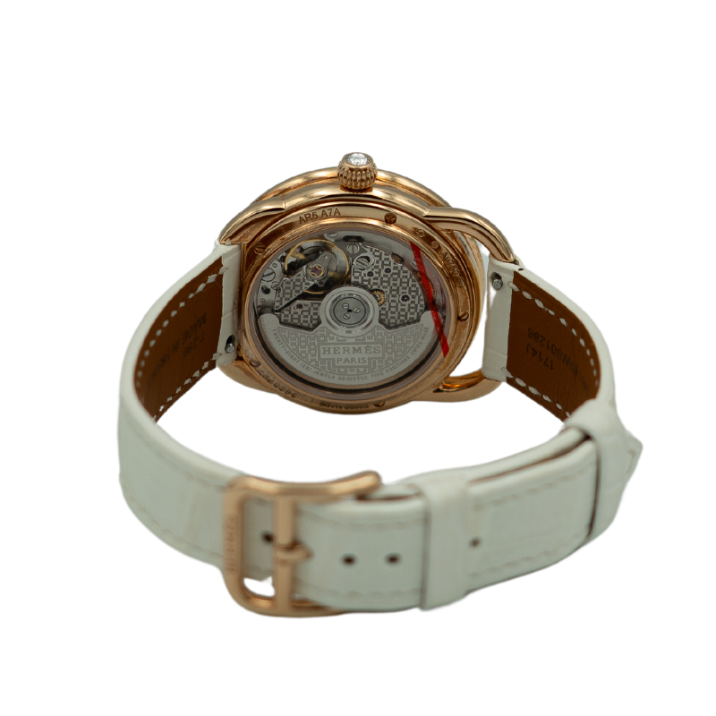Hermes Arceau H Deco 34mm Diamond-Set Rose Gold
