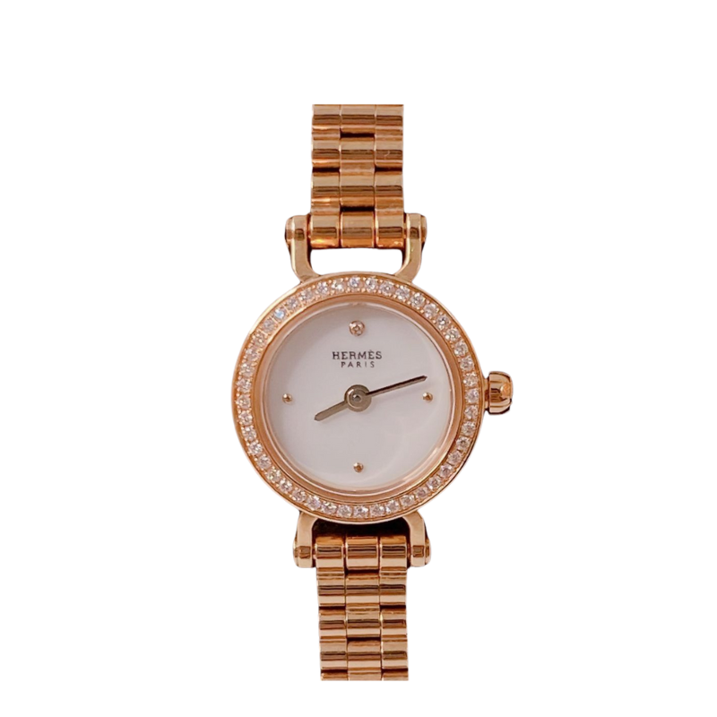 Hermes DIAMOND-SET ROSE GOLD FAUBOURG WATCH 15MM