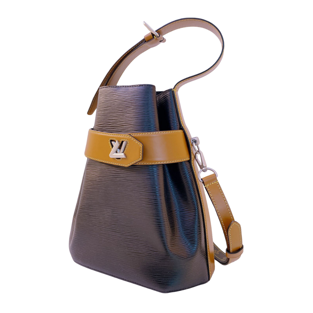 LOUIS VUITTON - BLACK EPI LEATHER TWIST BUCKET BAG - FL3198