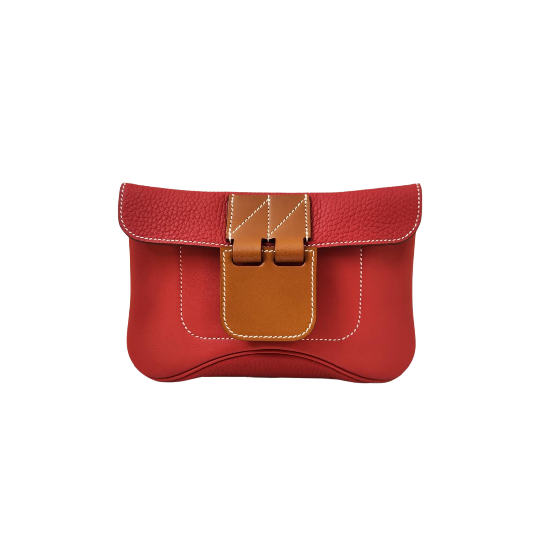 Hermes - RED POPPY CLEMENCE AND SWIFT LEATHER CLUTCH