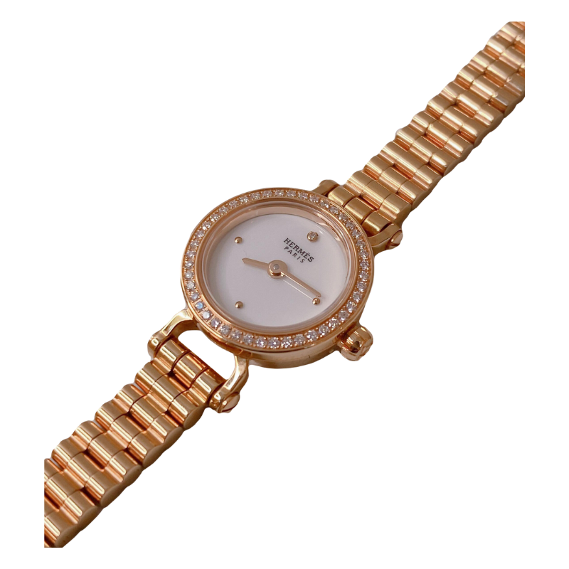 Hermes DIAMOND-SET ROSE GOLD FAUBOURG WATCH 15MM
