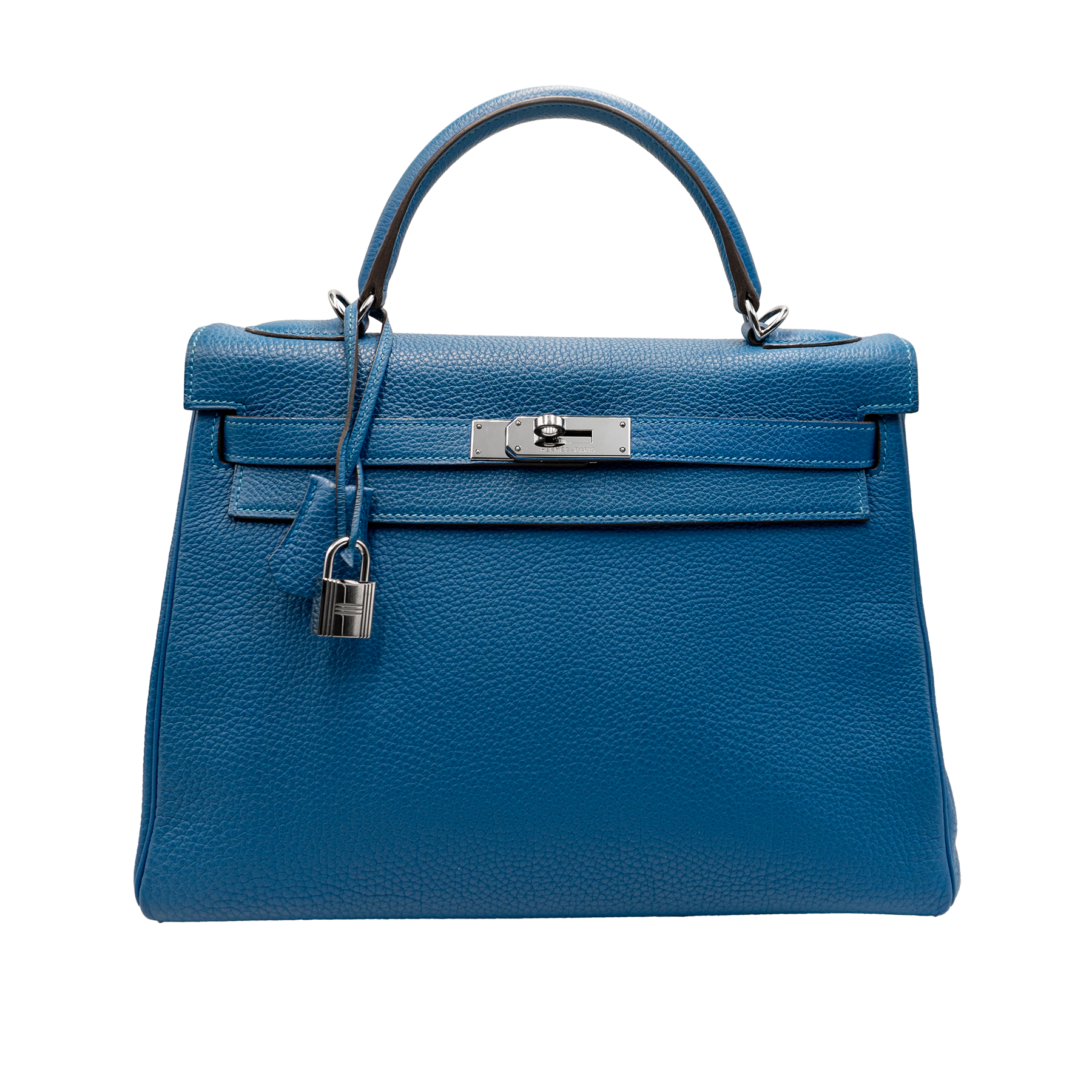 HERMES BLEU TOGO LEATHER KELLY 32 BAG PHW